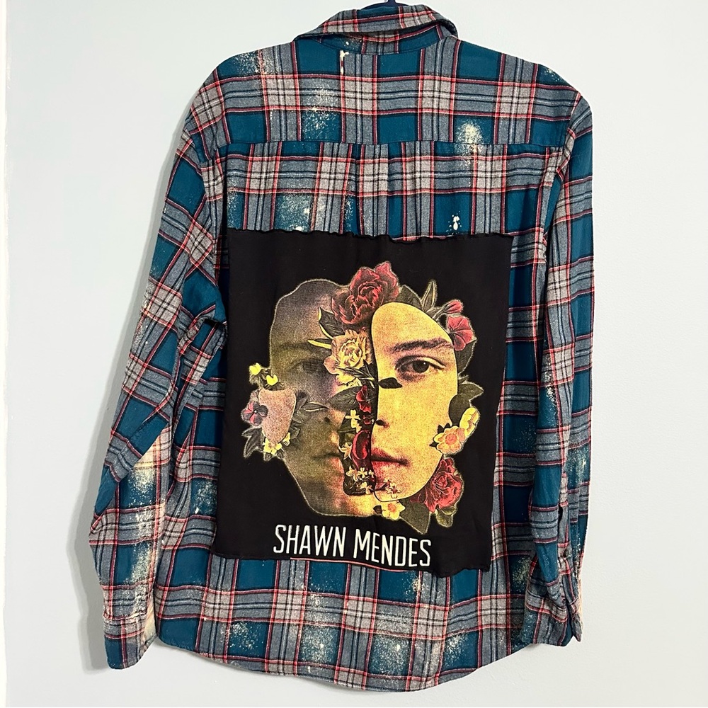 Shawn Mendes Bleached Flannel Patch Back Unisex Medium / Large